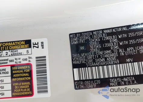 2024 Toyota Grand Highlander Limited z USA, uszkodzony, nr VIN 5TDAAAB56RS068149